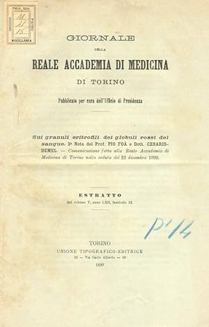 Image du vendeur pour Sui granuli eritrofili dei globuli rossi del sangue 2 nota mis en vente par Biblioteca di Babele