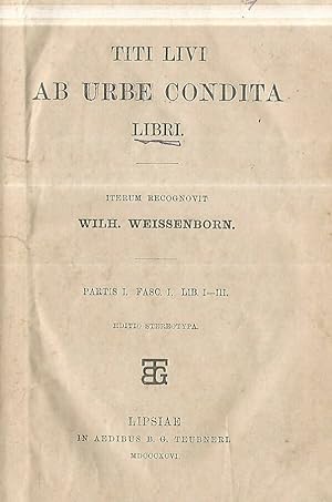 Bild des Verkufers fr Ad urbe condita. Libri. Partis I. Fasc I. Lib. I-III zum Verkauf von Biblioteca di Babele