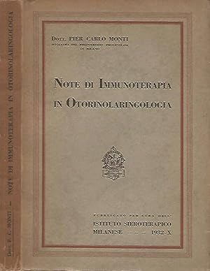 Bild des Verkufers fr Note di Immunoterapia in Otorinolaringologia zum Verkauf von Biblioteca di Babele