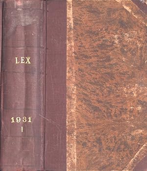 Bild des Verkufers fr Lex Anno 1931 Vol. I zum Verkauf von Biblioteca di Babele