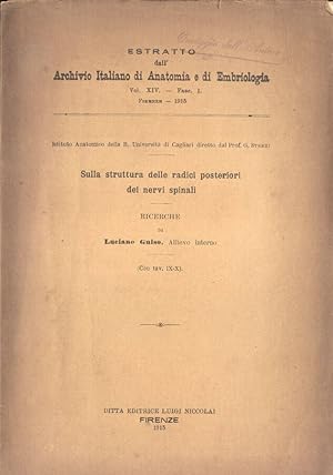 Immagine del venditore per Sulla struttura delle radici posteriori dei nervi spinali venduto da Biblioteca di Babele