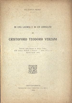 Bild des Verkufers fr Di una laurea e di un consulto di Cristoforo Teodoro Verzani zum Verkauf von Biblioteca di Babele