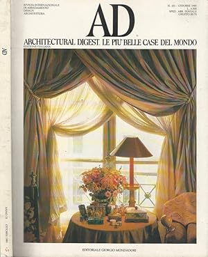 Bild des Verkufers fr AD - Ottobre 1989 Architectural digest. Le pi belle case del mondo zum Verkauf von Biblioteca di Babele