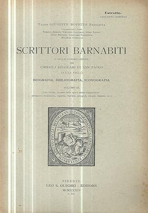 Bild des Verkufers fr Scrittori barnabiti o della Congregazione dei Chierici regolari di San Paolo (1533-1933). Biografia, bibliografia, iconografia. Vol. III zum Verkauf von Biblioteca di Babele