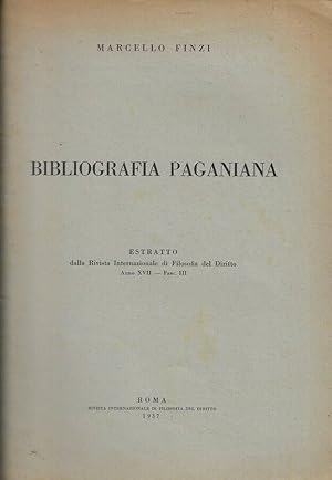 Bild des Verkufers fr Bibliografia paganiana Estratto dalla Rivista internazionale di Filosofia del Diritto Anno XVII   Fasc. III zum Verkauf von Biblioteca di Babele