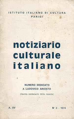 Immagine del venditore per Notiziario Culturale Italiano Anno XV n. 3 Numero dedicato a Ludovico Ariosto venduto da Biblioteca di Babele