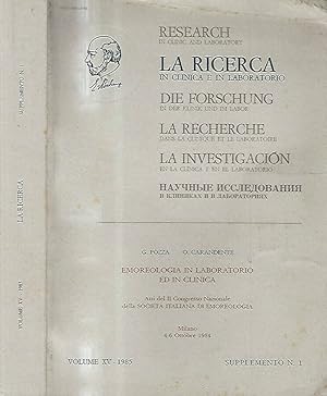 Bild des Verkufers fr La Ricerca in clinica e in laboratorio Vol. XV - 1985 - Supplemento 1 zum Verkauf von Biblioteca di Babele