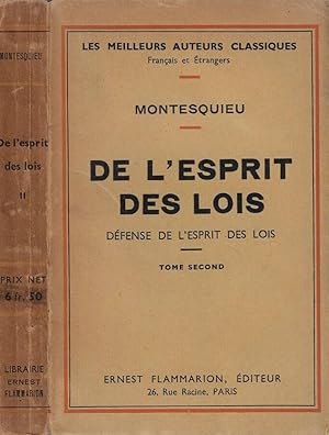 Image du vendeur pour De l'esprit des Lois tome second Dfense de l'espirit des Lois mis en vente par Biblioteca di Babele