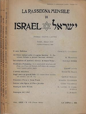 Bild des Verkufers fr La rassegna mensile di Israel Vol. XXIX N. 1-2, 5, 11 anno 1963 zum Verkauf von Biblioteca di Babele