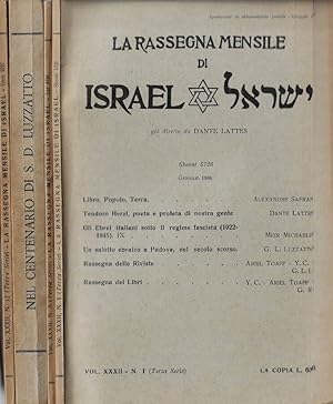 Bild des Verkufers fr La rassegna mensile di Israel Vol. XXII N. 1, 5 9-10, 12 anno 1966 zum Verkauf von Biblioteca di Babele