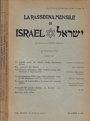 Bild des Verkufers fr La rassegna mensile di Israel Vol. XXXIII N. 8, 9, 10 zum Verkauf von Biblioteca di Babele