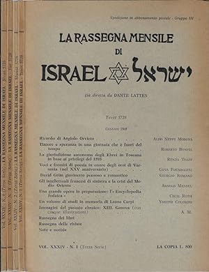 Bild des Verkufers fr La rassegna mensile di Israel Vol. XXXIV N. 1, 2, 5, 6 zum Verkauf von Biblioteca di Babele