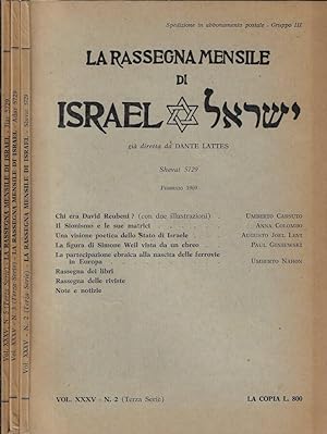 Bild des Verkufers fr La rassegna mensile di Israel Vol. XXXV N. 2, 3, 5 zum Verkauf von Biblioteca di Babele