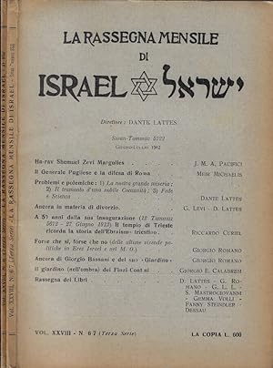 Bild des Verkufers fr La rassegna mensile di Israel Vol. XXVIII N. 6-7, 8 zum Verkauf von Biblioteca di Babele