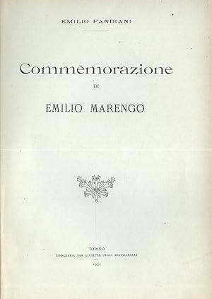 Bild des Verkufers fr Commemorazione di Emilio Marengo zum Verkauf von Biblioteca di Babele