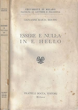 Bild des Verkufers fr Essere e nulla in E. Hello zum Verkauf von Biblioteca di Babele
