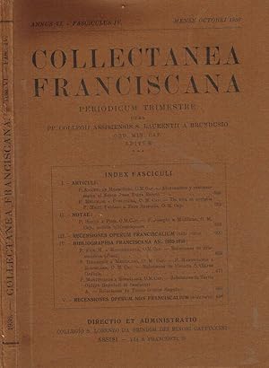 Imagen del vendedor de Collectanea Franciscana. Periodicum trimestre. Annus VI, 1936, fasc.IV a la venta por Biblioteca di Babele