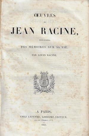 Bild des Verkufers fr Oeuvres de Jean Racine Prcdes des mmoires sur sa vie zum Verkauf von Biblioteca di Babele