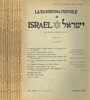 Bild des Verkufers fr La rassegna mensile di Israel. N.1, 2, 3, 4, 5, 6, 7/8, 9, 10, 11, Anno 1969 terza serie zum Verkauf von Biblioteca di Babele