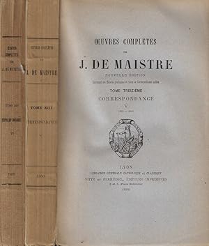 Bild des Verkufers fr Oeuvres completes de J. De Maistre Tomo XIII-XIV zum Verkauf von Biblioteca di Babele