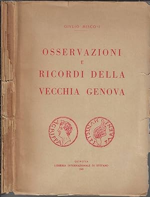 Bild des Verkufers fr Osservazioni e ricordi della vecchia Genova zum Verkauf von Biblioteca di Babele