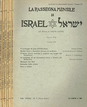 Bild des Verkufers fr La rassegna mensile di Israel. N.1, 2, 3, 4, 10, 11, Anno 1970 terza serie zum Verkauf von Biblioteca di Babele