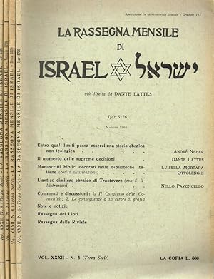 Bild des Verkufers fr La rassegna mensile di Israel. N.5, 6, 7, 8. Anno 1966 terza serie zum Verkauf von Biblioteca di Babele