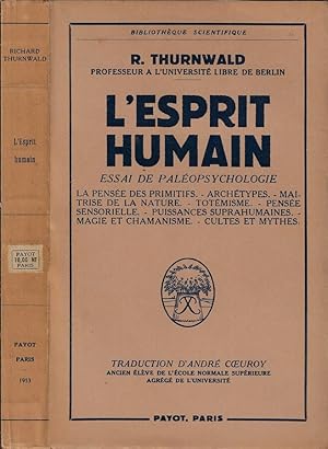 Seller image for L'esprit humain Essai de palopsychologie for sale by Biblioteca di Babele