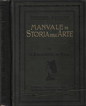 Bild des Verkufers fr Manuale di storia dell'arte Vol III Il Rinascimento in Italia zum Verkauf von Biblioteca di Babele