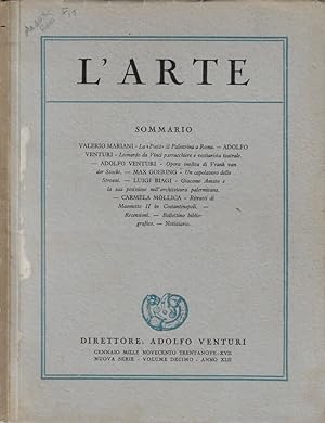 Seller image for L'arte anno 1939 Vol X fascicolo I Rivista di storia dell'arte medioevale e moderna for sale by Biblioteca di Babele