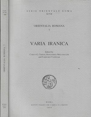 Bild des Verkufers fr Orientalia romana Vol 7 Varia Iranica zum Verkauf von Biblioteca di Babele