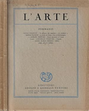 Seller image for L'arte anno 1934 Vol V fascicolo II, III Rivista bimestrale di storia dell'arte medioevale e moderna for sale by Biblioteca di Babele