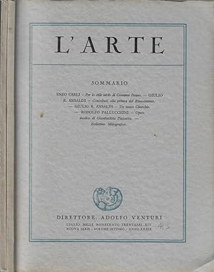 Seller image for L'arte anno 1936 Vol VII fascicolo III, IV Rivista trimestrale di storia dell'arte medioevale e moderna for sale by Biblioteca di Babele