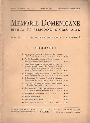 Seller image for Memorie Domenicane Rivista di religione, storia, arte for sale by Biblioteca di Babele