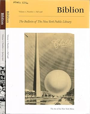 Seller image for Biblion The Bulletin of New York Public Library - Volume 7, Number 1 Fall 1998 "The Art of the New York Menu"; Number 2 Spring 1999 "The War of 1898" for sale by Biblioteca di Babele