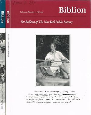Seller image for Biblion The Bulletin of New York Public Library - Volume 1, Number 1 Fall 1992; Number 2 Spring 1993 for sale by Biblioteca di Babele