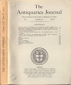 Bild des Verkufers fr The Antiquaries Journal Vol. LIII part II zum Verkauf von Biblioteca di Babele