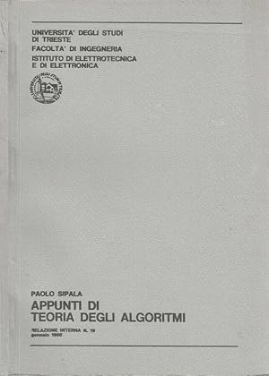 Immagine del venditore per Appunti di teoria degli algoritmi Relazione Interna N. 19, gennaio 1968 venduto da Biblioteca di Babele