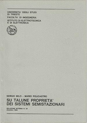 Immagine del venditore per Su talune propriet dei sistemi semistazionari Relazione Interna N. 29, dicembre 1968 venduto da Biblioteca di Babele