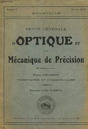 Bild des Verkufers fr Revue gnrale d'optique et de mcanique de prcision N 2, fvrier 1912- Les jumelles galiliques et les jumelles a prismes- L'anemocinemographe Richard. zum Verkauf von Le-Livre