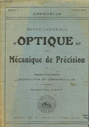 Bild des Verkufers fr Revue gnrale d'optique et de mcanique de prcision N1, janvier 1912- Le biotar, systme a projection  grande ouverture et a cham plan- La loupe et ses transformations-L'volution des verres bi-focaux. zum Verkauf von Le-Livre