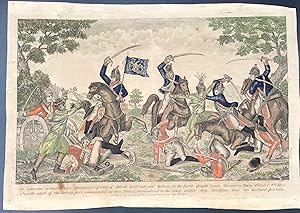 COL. JOHNSONS MOUNTED MEN CHARGING A PARTY OF BRITISH ARTILLERISTS AND INDIANS, at the Battle fou...