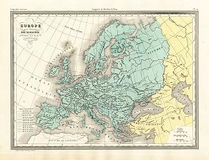 Antique Map-EUROPE-BARBARIAN INVASION-Malte-Brun-Sarrazin-1880