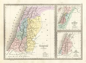 Antique Map-PALESTINE-ISRAEL-ISRAELITES-12 TRIBES-JEWS-Malte-Brun-Sarrazin-1880