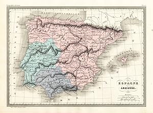Antique Map-ANCIENT SPAIN-PORTUGAL-Malte-Brun-Sarrazin-1880