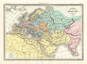 Antique Map-EUROPE-WORLD-MIDDLE AGES-ASIA-ARABIA-Malte-Brun-Sarrazin-1880