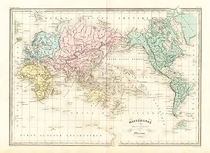 Antique Map-WORLD-MERCATOR PROJECTION-Malte-Brun-Sarrazin-1880