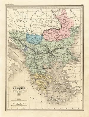 Antique Map-TURKEY-GREECE-CRETE-SERBIA-BALKAN-BOSNIA-Malte-Brun-Sarrazin-1880
