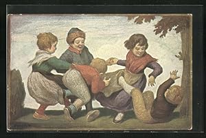 Bild des Verkufers fr Knstler-Ansichtskarte Ludwig von Zumbusch: Kinderreigen im Grnen zum Verkauf von Bartko-Reher