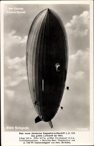 Ansichtskarte / Postkarte Zeppelin Luftschiff LZ 129 Hindenburg